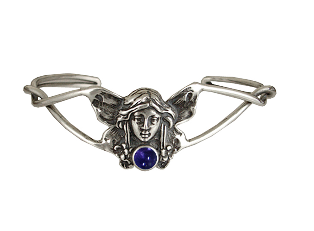 Sterling Silver Victorian Fairy Cuff Bracelet With Iolite